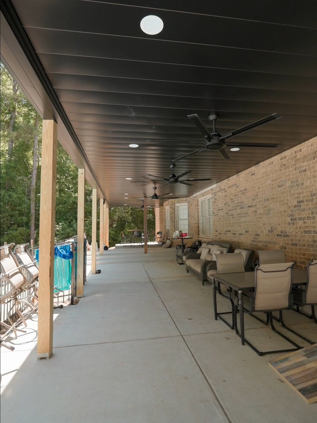 Finished underdeck ceiling keeping the patio dry