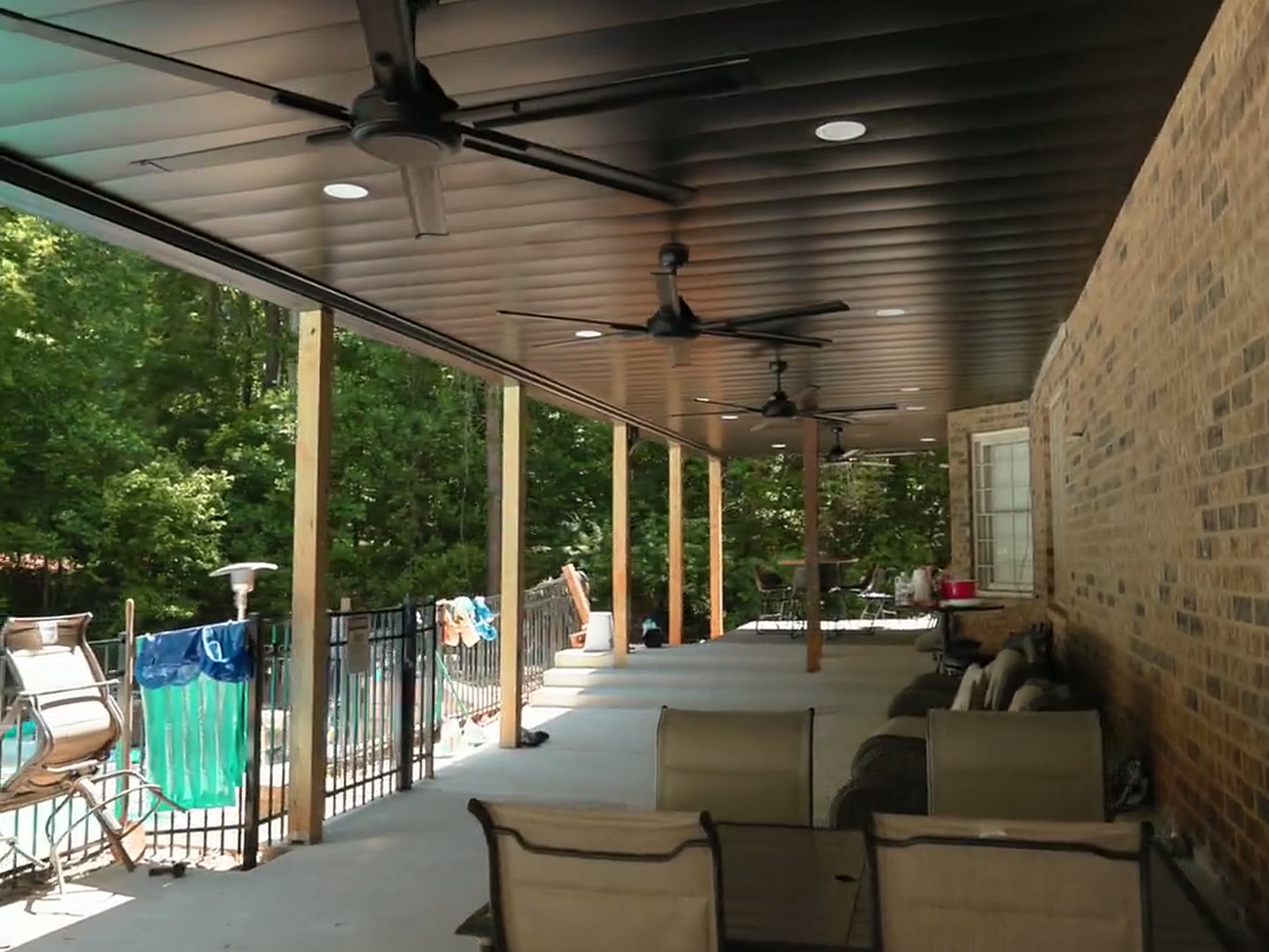 Dry outdoor living space under a deck
